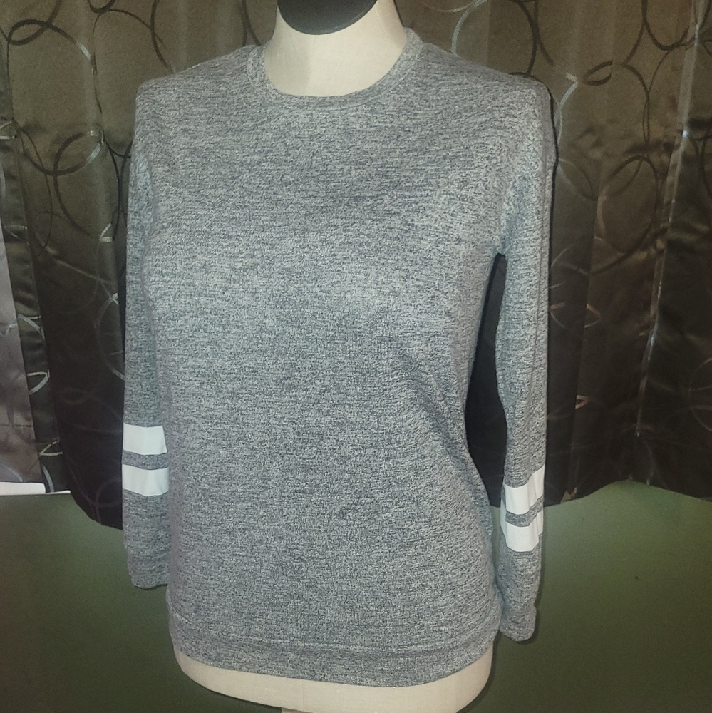 Dip Gray Long Striped Sleeve Shirt Women's Size Small